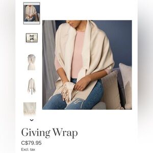 Demdaco Cream Giving Wrap scarf shawl comfy soft cream gray new